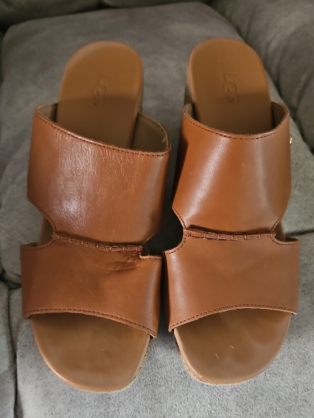 UGG Women's Brown Leather Slide Clogs